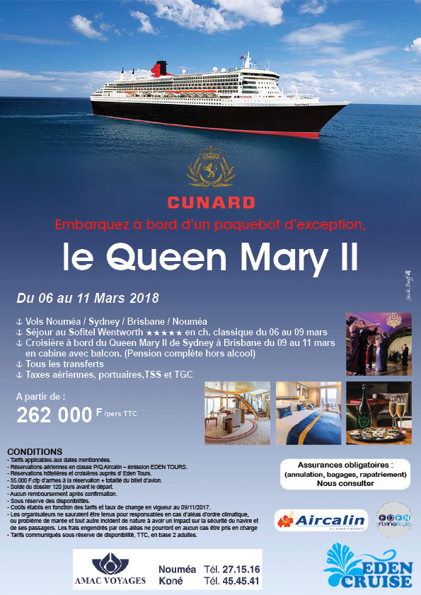 Cruise Queen Mary II Du 06 au 11 Mars 2018 amac