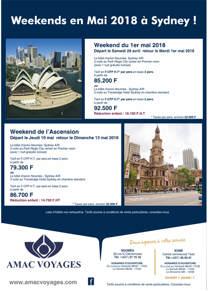 Sydney Promo de mai 2018