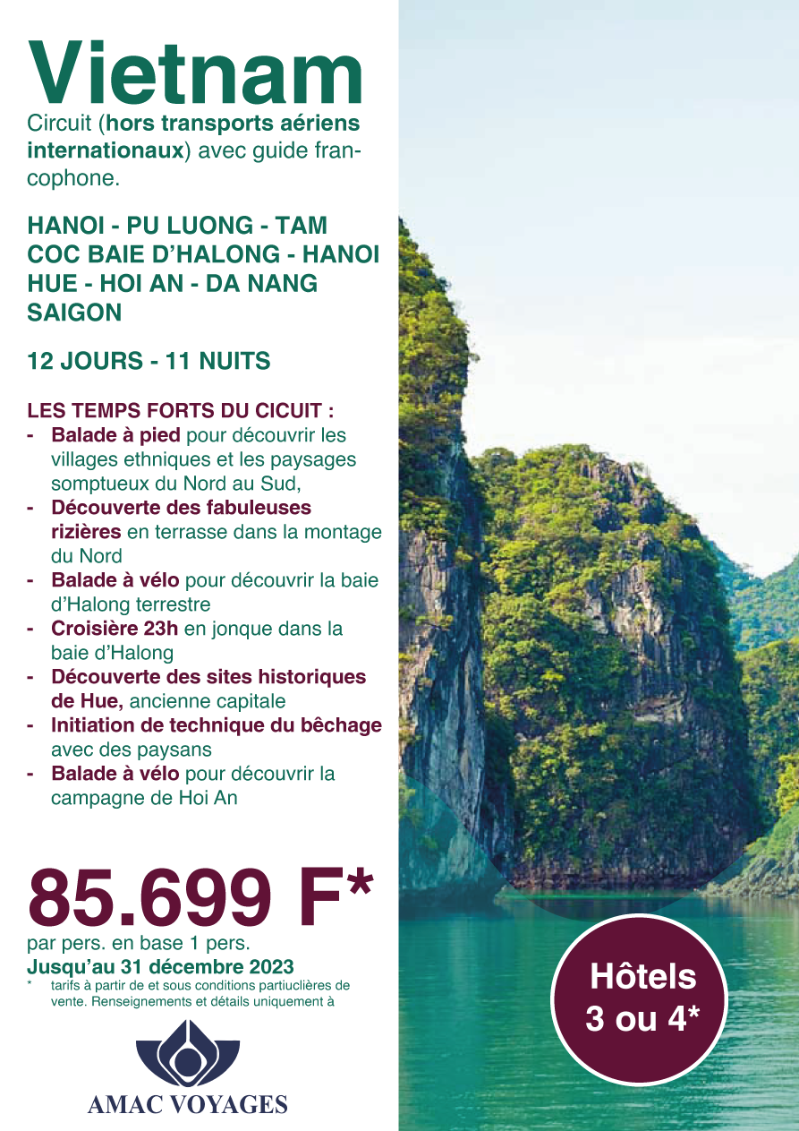 AMAC VOYAGES CIRCUIT VIETNAM 12I2023