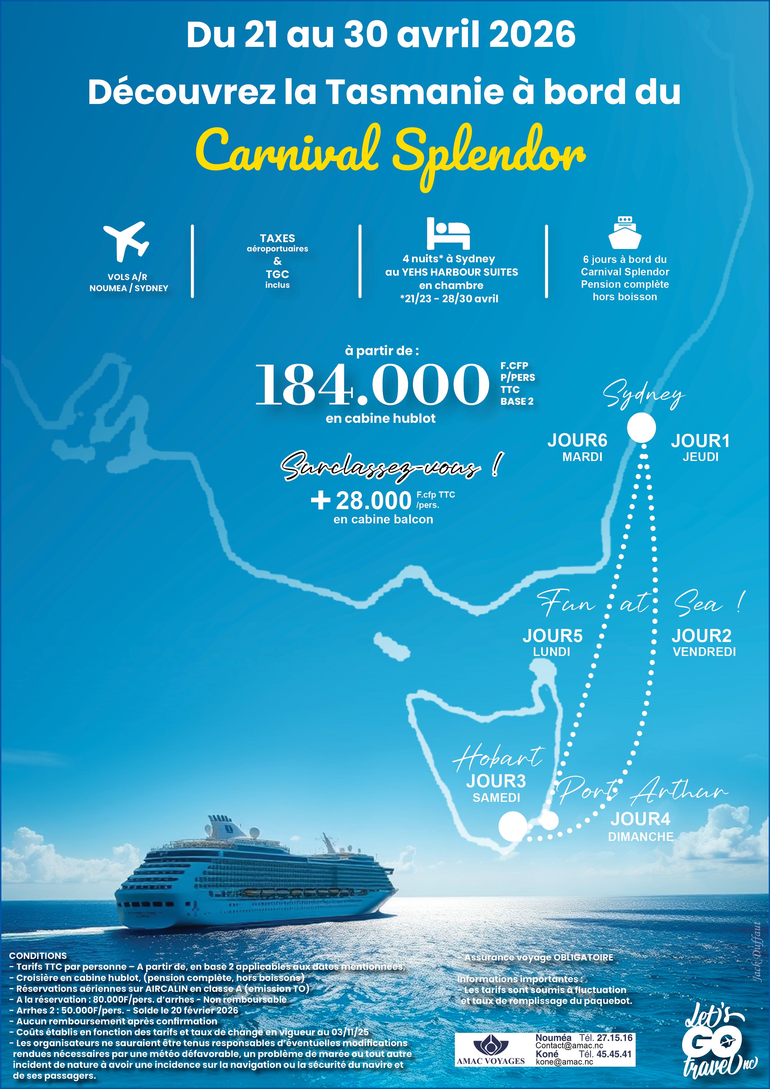 Découvrez la Tasmanie à bord du Carnival Splendor amac